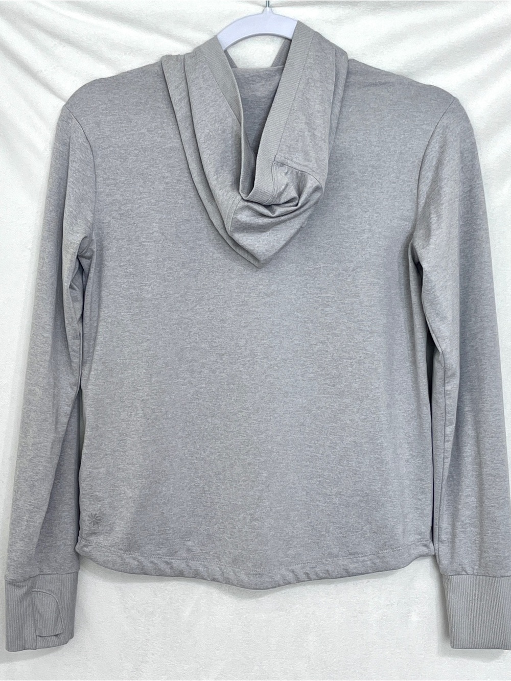 Athleta Girl Grey Renew Hooded Top Long Sleeve Pullover Size L 12 - Picture 4 of 7